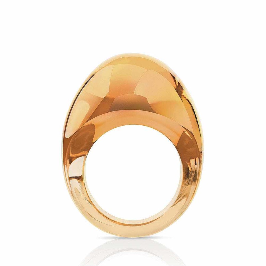 Lalique Cabochon-Ring Amberkleurig Kristal Ringen