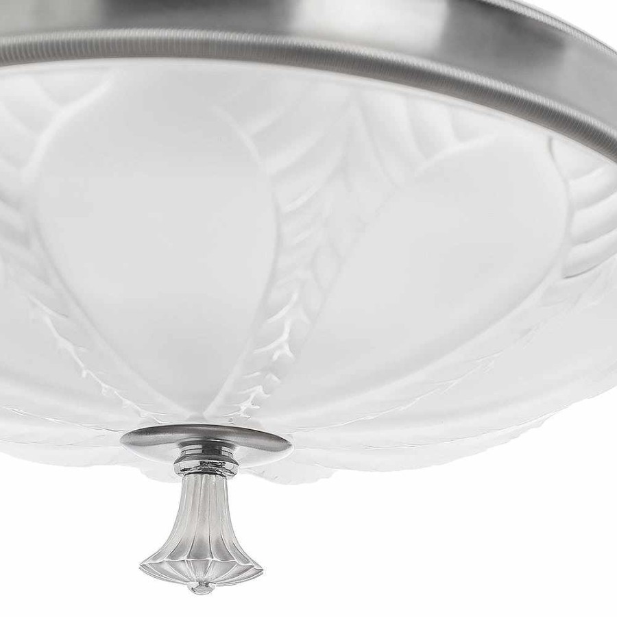 Lalique Ginkgo Plafondlamp Klein Helder Kristal/Glanzend En Geborsteld Nikkelafwerking Plafondlampen En Verlichting