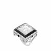 Lalique Arethuse Ring Helder Kristal/Zwarte Lak/Zilver Ringen