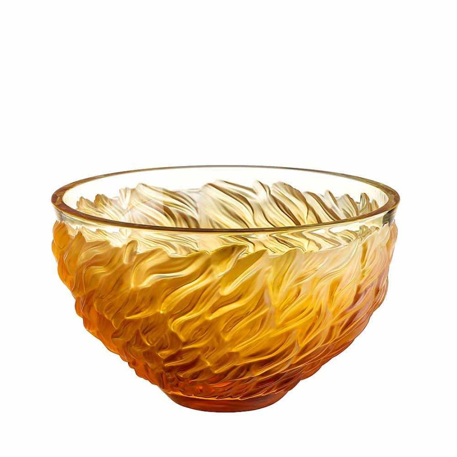 Lalique Fourrure-Kom Amberkleurig Kristal Kommen