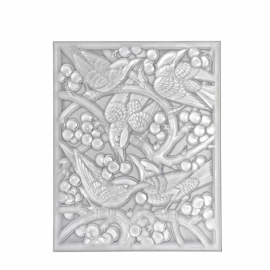 Lalique Merles Et Raisins Head Down Decoratief Paneel Helder Kristal/Gespiegeld/Chroom Decoratieve Panelen