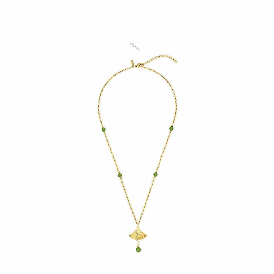 Lalique Ginkgo Kleine Ketting Antinea Groen Kristal / 18K Geel Verguld Kettingen