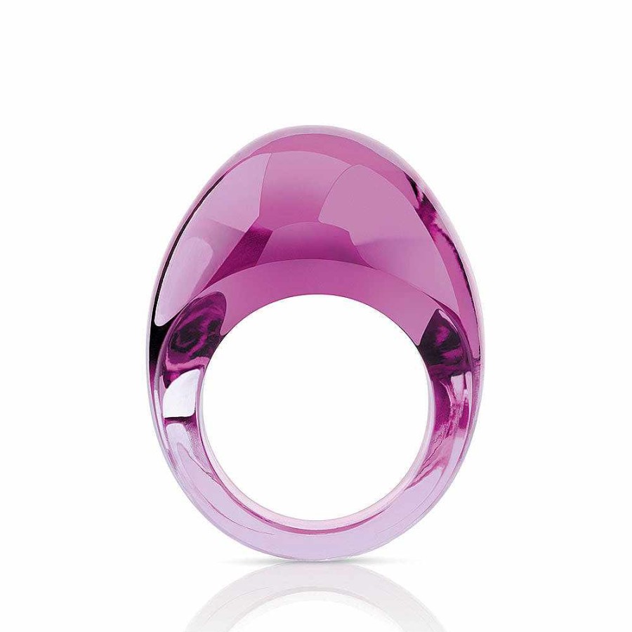 Lalique Cabochon-Ring Fuchsiakleurig Kristal Ringen