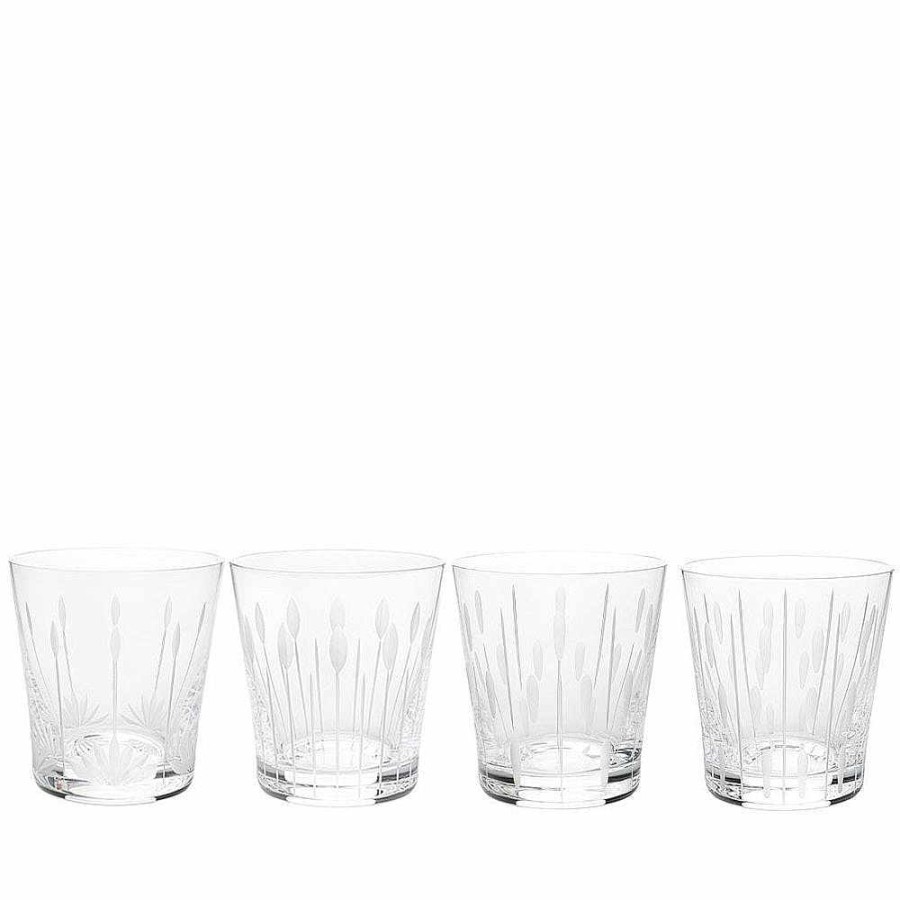 Lalique Lotus, 4 Bekers Set 20 Cl Bril