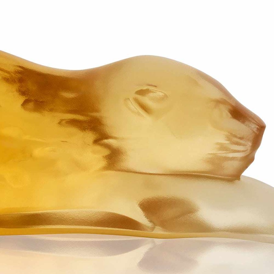 Lalique Zeila Panther Klein Sculptuur Amberkleurig Kristal Beeldhouwwerken