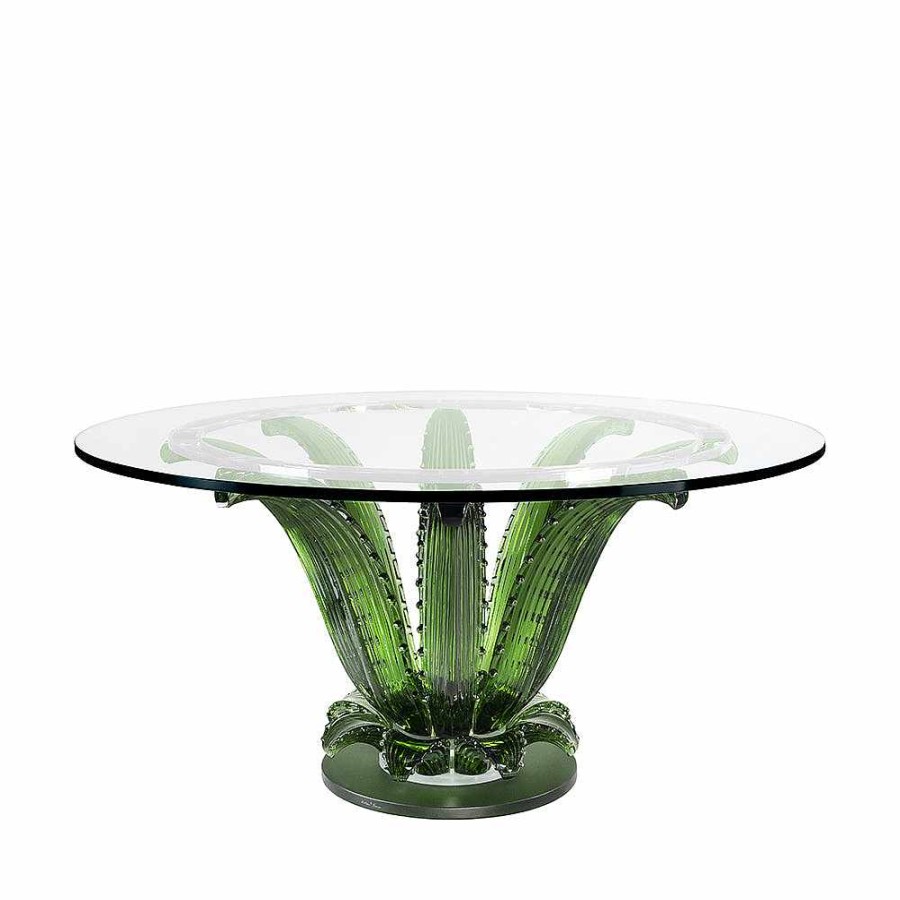 Lalique Ronde Cactustafel Groen Kristal Tafels