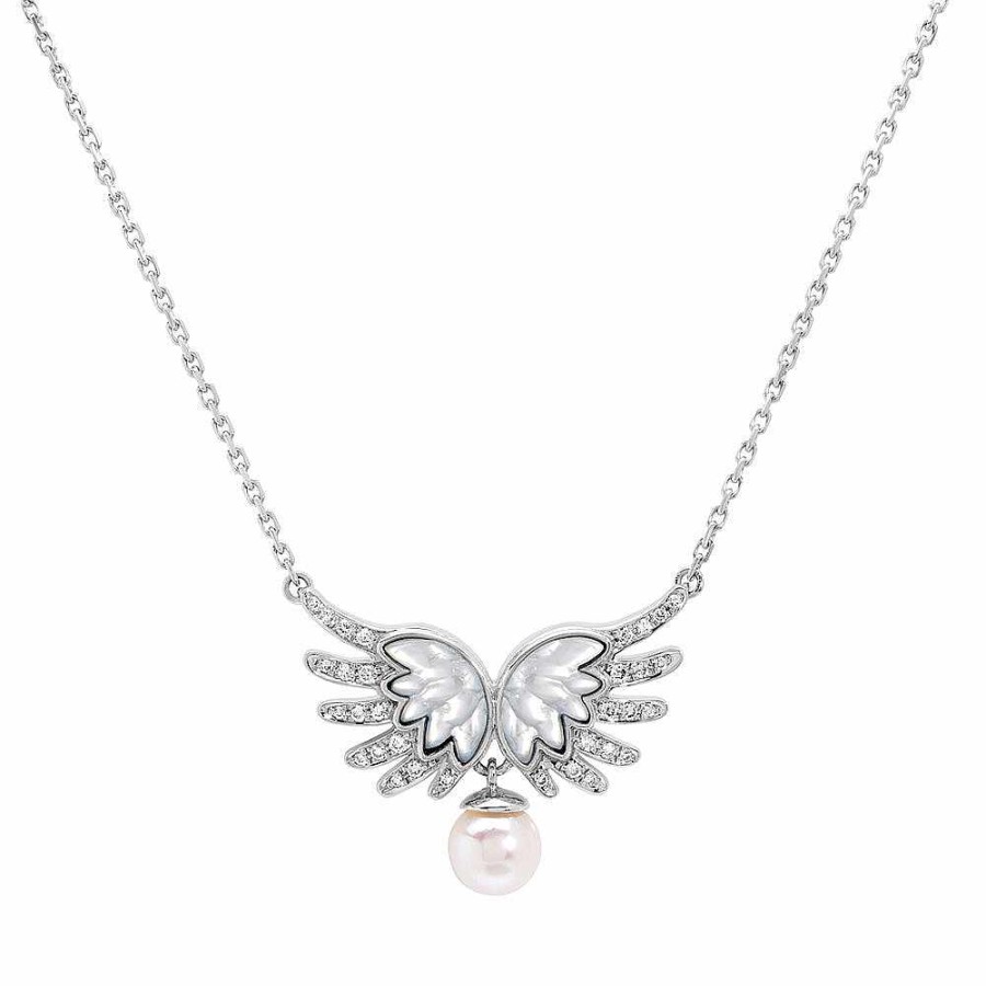 Lalique Vesta Ketting, Klein Witgoud/Gekweekte Parel/Diamanten/Parelmoer Kettingen