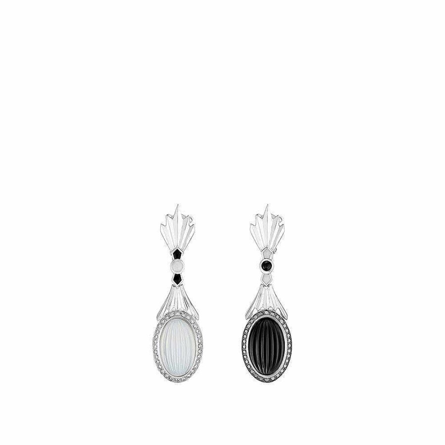 Lalique La Flute Enchantee Oorbellen Witgoud/Kristal/Diamanten/Parels/Agaat-Onyx Oorbellen