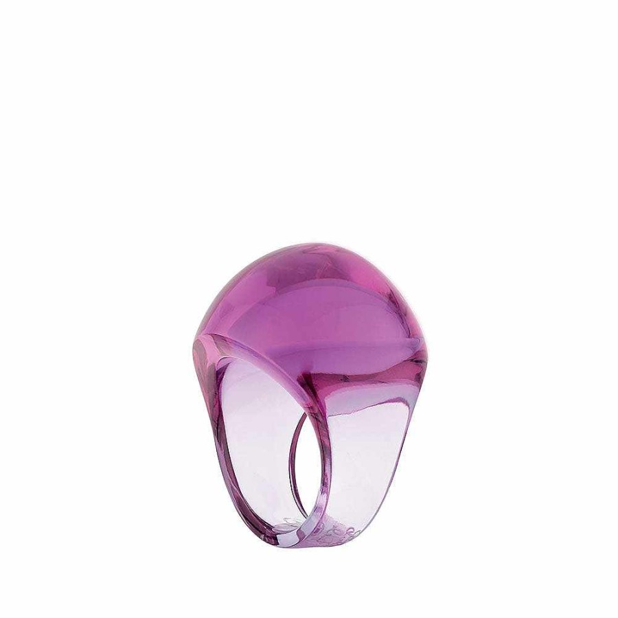 Lalique Cabochon-Ring Fuchsiakleurig Kristal Ringen