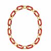 Lalique Empreinte Animale Ketting 12 Kristallen Rood Kristal / 18K Geel Goud Verguld Messing Kettingen