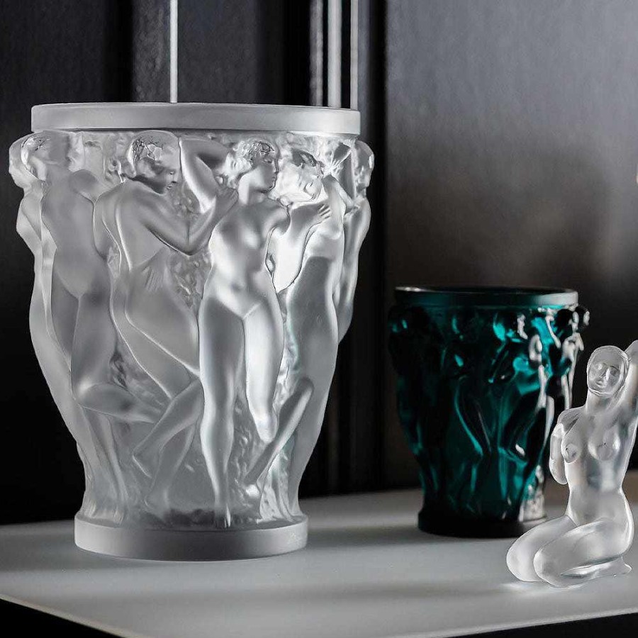 Lalique Sirenes Vaas, Terry Rodgers & Lalique, 2017 Paars Kristal/Platina Afwerking/Verloren Wastechniek Vazen