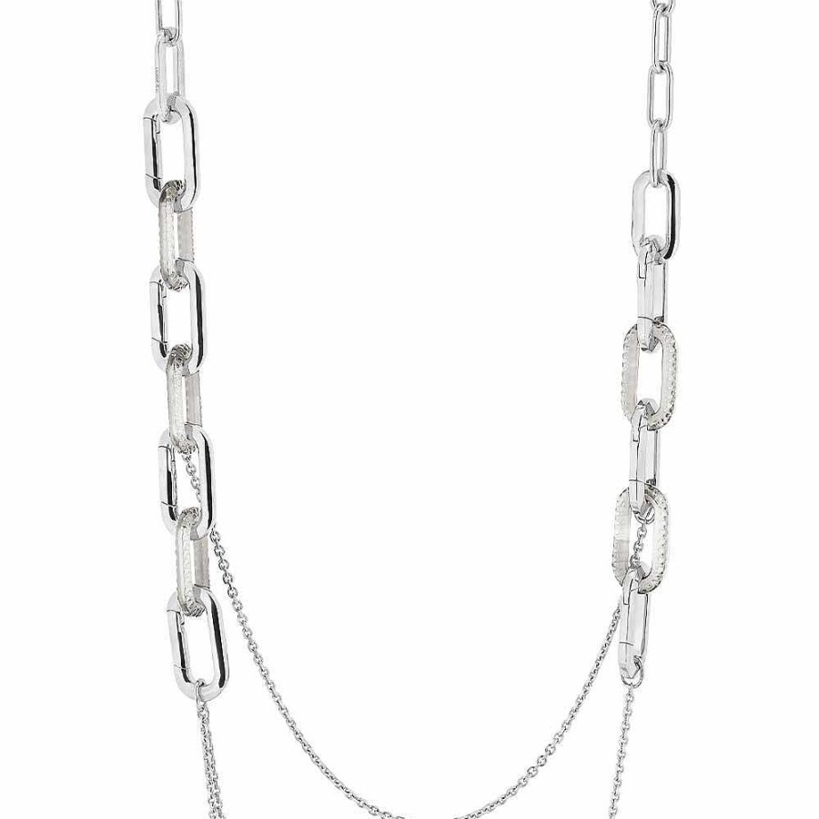 Lalique Empreinte Animale Lange Ketting Helder Kristal/Zilver Kettingen