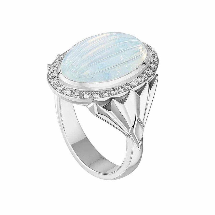 Lalique La Fluit Enchantee-Ring Witgoud/Kristal/Diamanten/Agaat Ringen