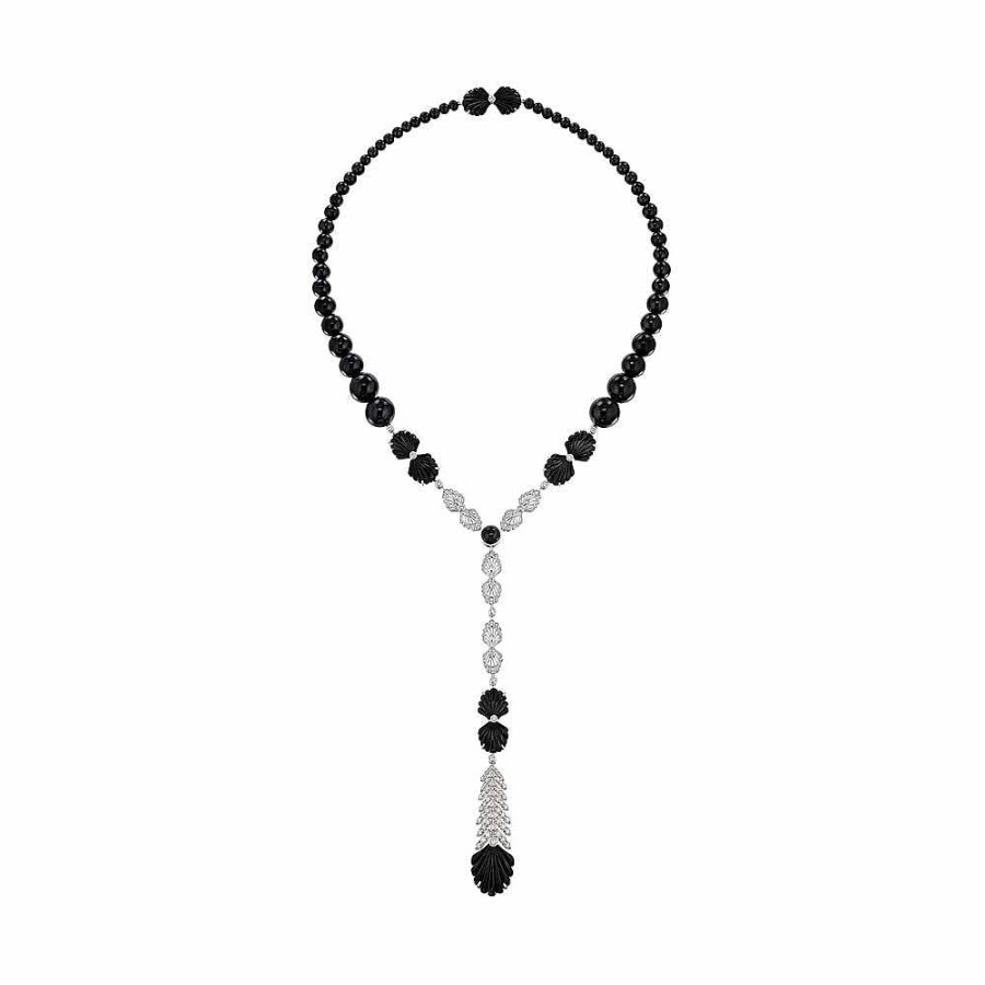 Lalique Adrienne Ketting Witgoud/ Onyx/ Diamanten Kettingen