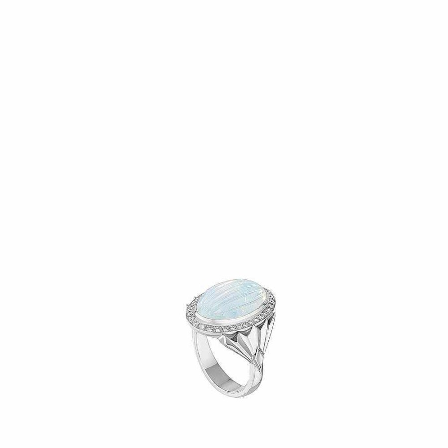 Lalique La Fluit Enchantee-Ring Witgoud/Kristal/Diamanten/Agaat Ringen