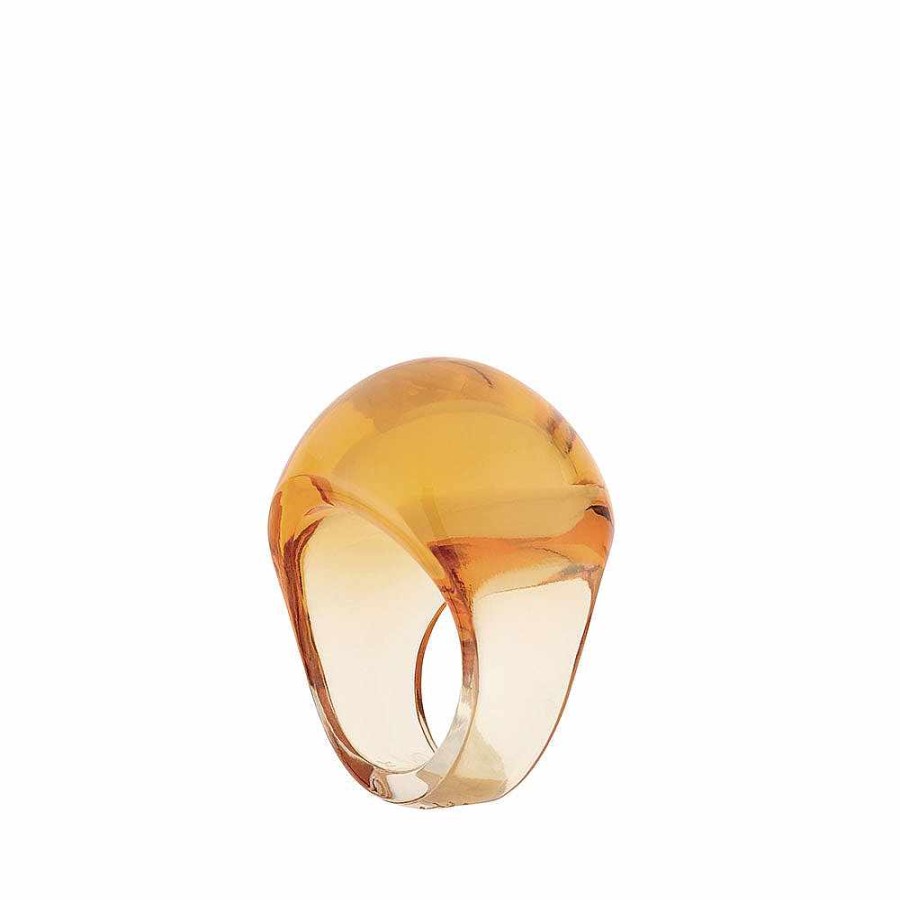 Lalique Cabochon-Ring Amberkleurig Kristal Ringen