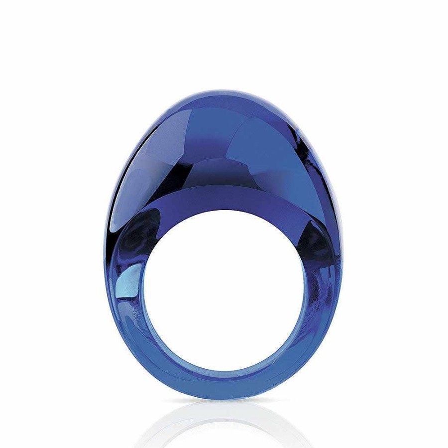 Lalique Cabochon-Ring Cap Ferrat Blauw Kristal Ringen