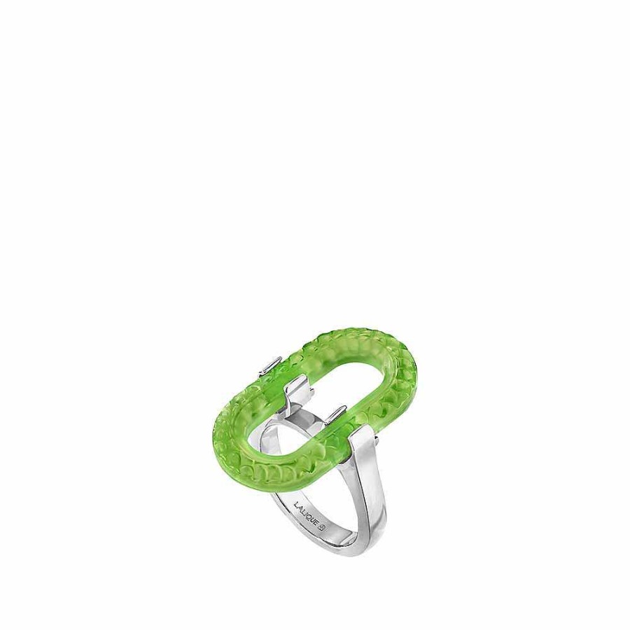 Lalique Empreinte Animale-Ring Groen Kristal/Zilver Ringen