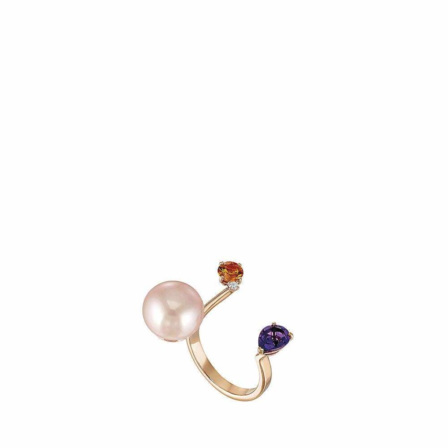 Lalique L'Oiseau Tonnerre Open Ring Roze Goud/Gekweekte Parel/Amethist/Saffier/Diamant Ringen