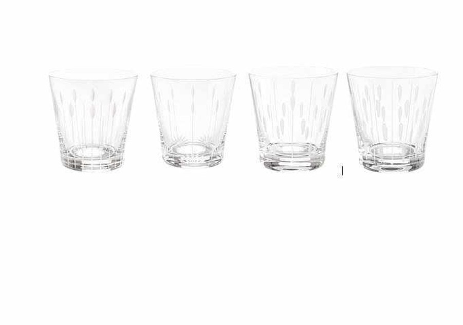 Lalique Lotus, 4 Bekers Set 30 Cl Helder Kristal Bril