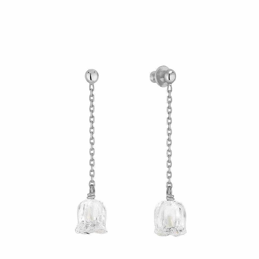 Lalique Muguet Lange Oorbellen Helder Kristal/Zilver Oorbellen