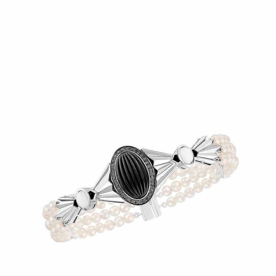 Lalique La Flute Enchantee-Armband Witgoud/Kristal/Diamanten/Parels/Agaat-Onyx Armbanden