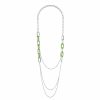 Lalique Empreinte Animale Lange Ketting Groen Kristal/Zilver Kettingen