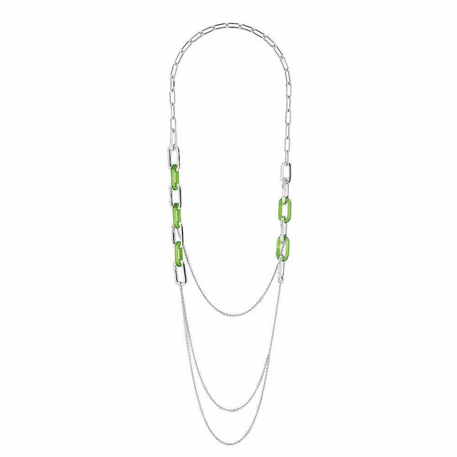 Lalique Empreinte Animale Lange Ketting Groen Kristal/Zilver Kettingen