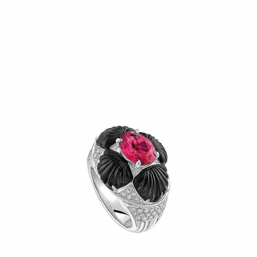 Lalique Adrienne Ring Witgoud/Rubelliet/Onyx/Diamanten Ringen